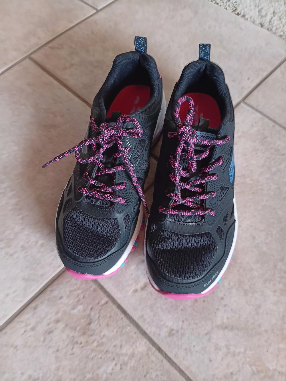 Skechers Black Athletic Sneakers with Pink Details